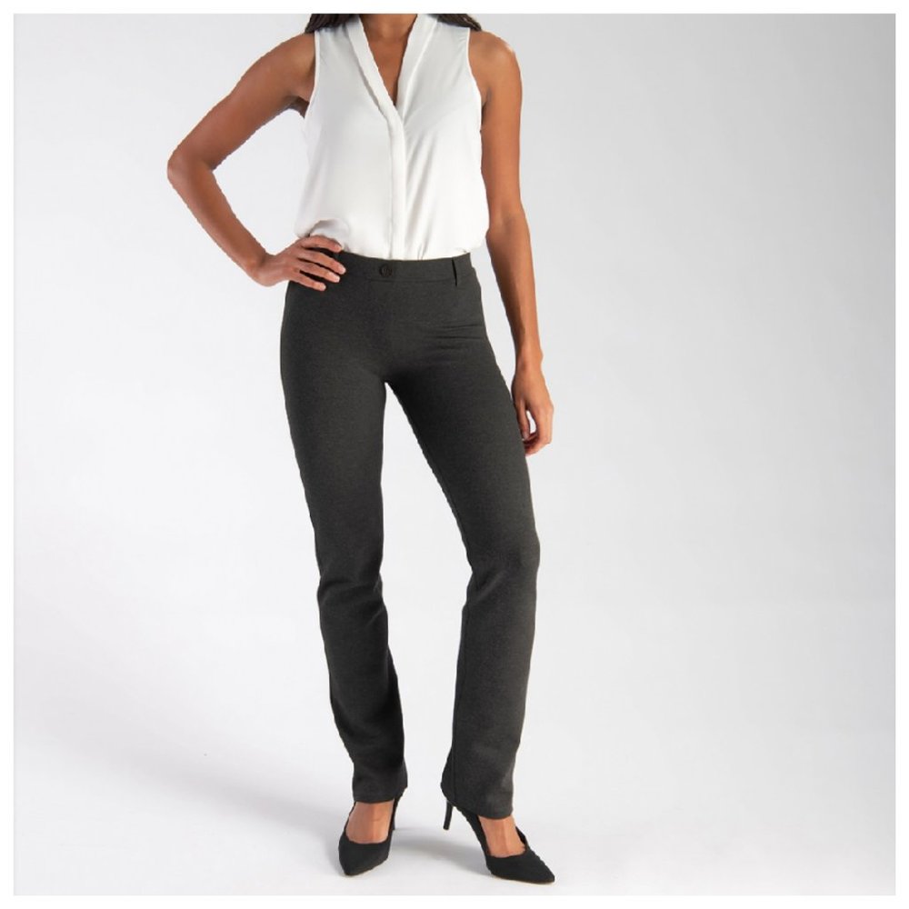 Betabrand Charcoal Straight Leg Classic Yoga Dress Pants Size Medium